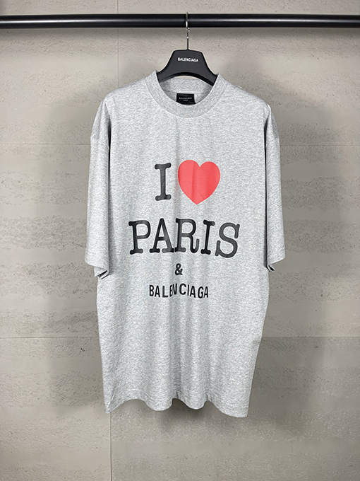 バレンシアガフロントアートプリント半袖Tシャツ