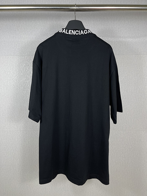 バレンシアガスーパーコピーネックライン刺繍ロゴ半袖Tシャツ
