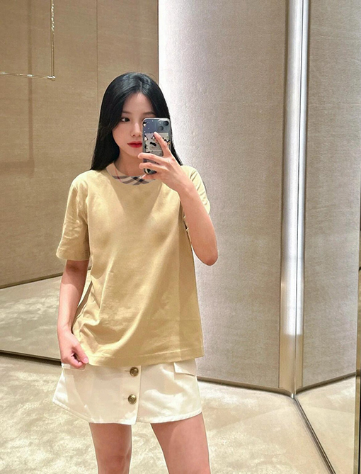 バーバリー チェック柄のコットン半袖Tシャツ