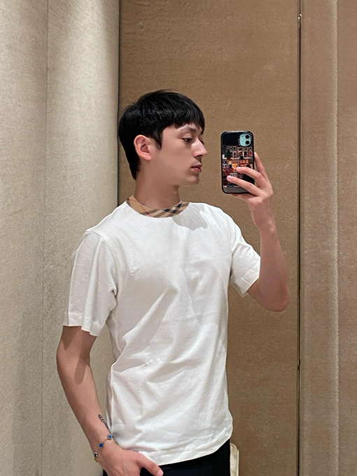 バーバリー チェック柄のコットン半袖Tシャツ