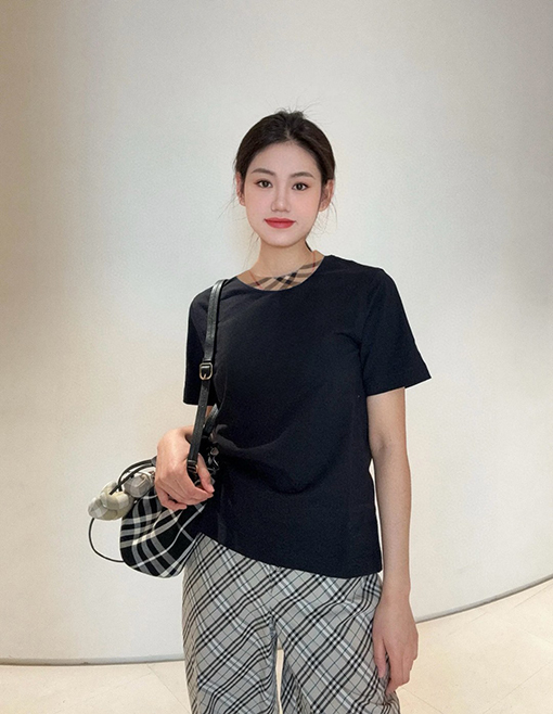 バーバリー チェック柄のコットン半袖Tシャツ