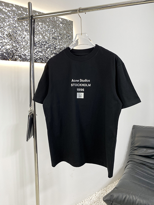 アクネストゥディオズ クラシックなシルバースマイリーシルバープリント半袖Tシャツ