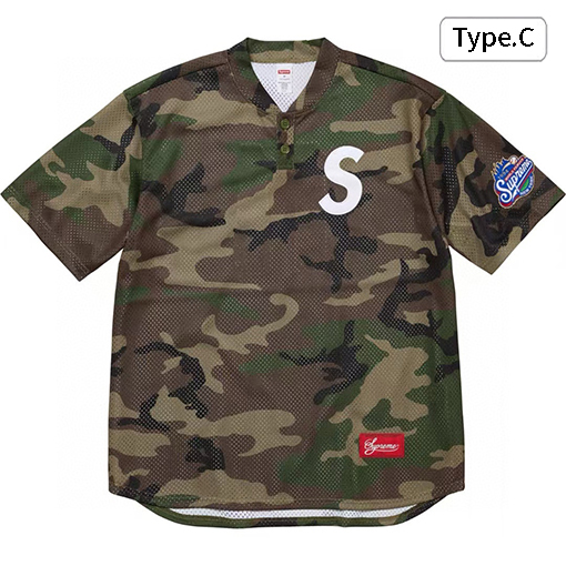 シュプリームコピー FW24/SS25 S LOGO BASEBALL HENLEYヘンリーカラーTシャツ