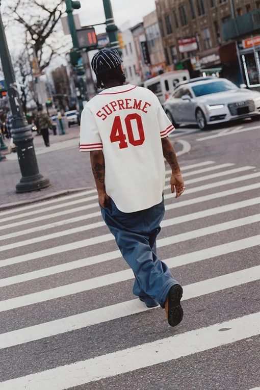 シュプリームコピー x 40 Acres コラボコレクションSS25 Twill Baseball Jersey 半袖ベースボールジャージ