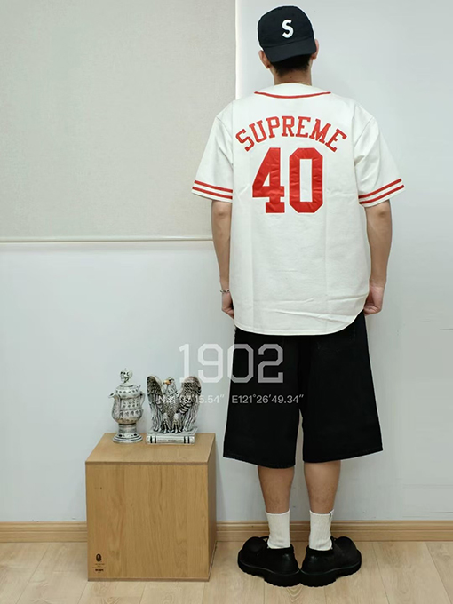 シュプリームコピー x 40 Acres コラボコレクションSS25 Twill Baseball Jersey 半袖ベースボールジャージ