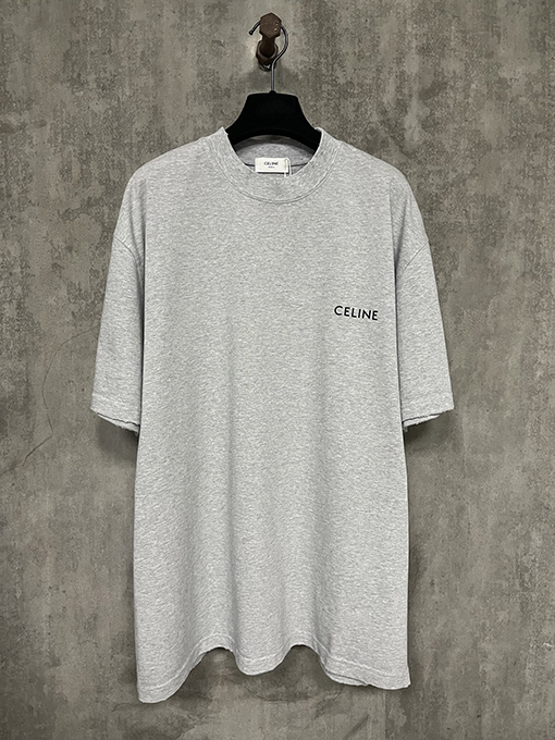 セリーヌ クラシックな小さなロゴプリントの重い半袖Tシャツ
