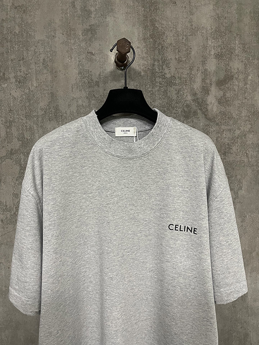 セリーヌ クラシックな小さなロゴプリントの重い半袖Tシャツ
