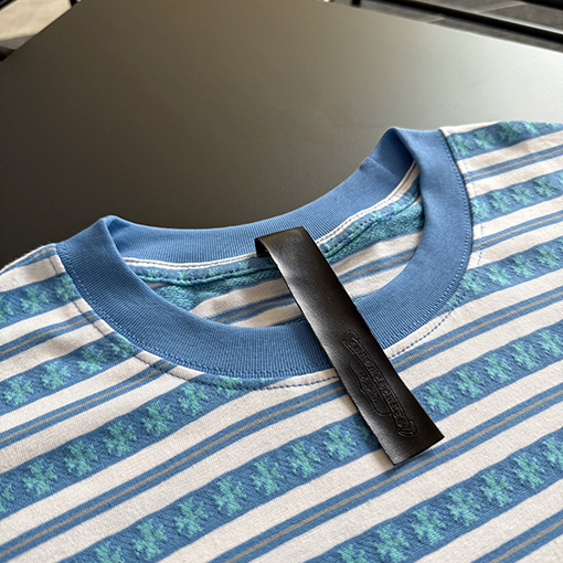 クロムハーツコピー 新しいストライプのサンスクリット半袖Tシャツ