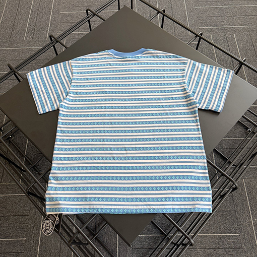 クロムハーツコピー 新しいストライプのサンスクリット半袖Tシャツ