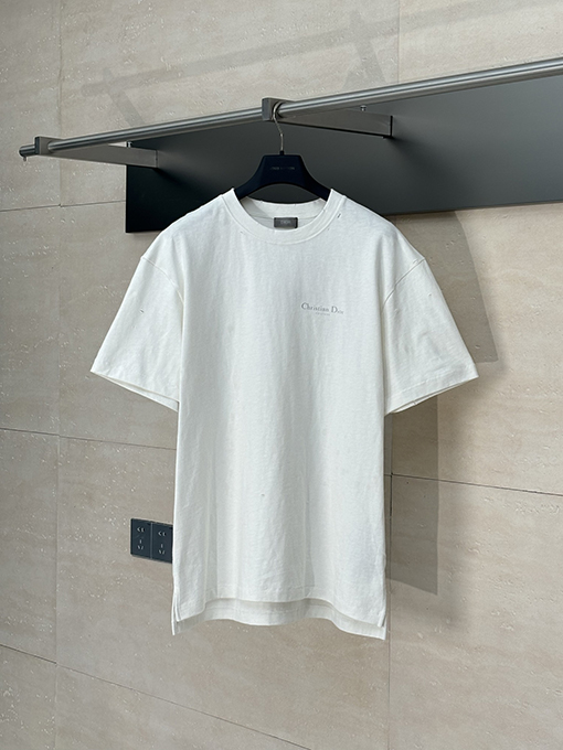 ディオール キャッチフレーズアルファベットプリントボロウォッシュ半袖Tシャツ