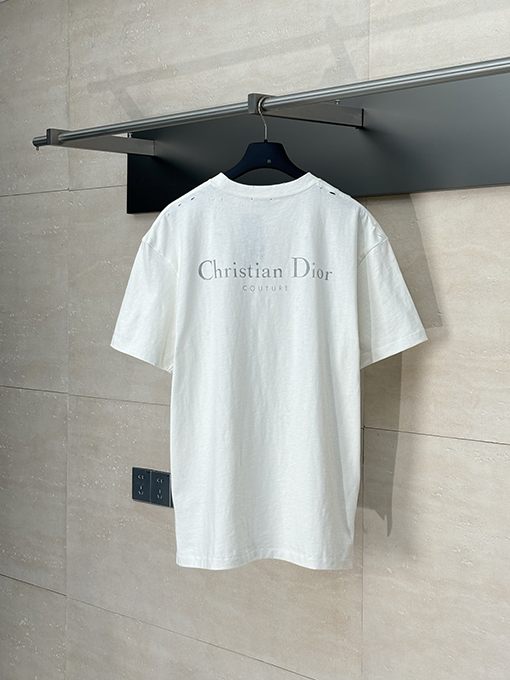 ディオール キャッチフレーズアルファベットプリントボロウォッシュ半袖Tシャツ