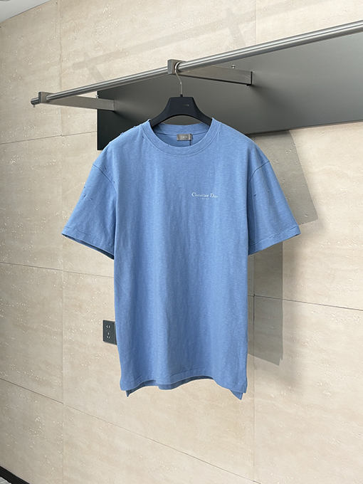 ディオール キャッチフレーズアルファベットプリントボロウォッシュ半袖Tシャツ