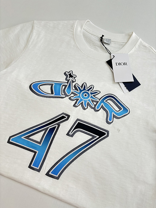 ディオールコピー グラデーション刺繍ハミルトンコラボ半袖Tシャツ