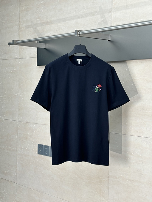ロエベ 新しい花の刺繍コットン半袖Tシャツ