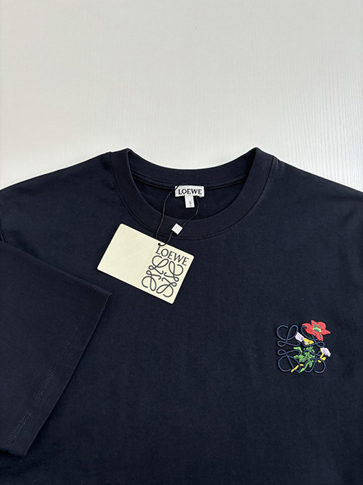 ロエベ 新しい花の刺繍コットン半袖Tシャツ