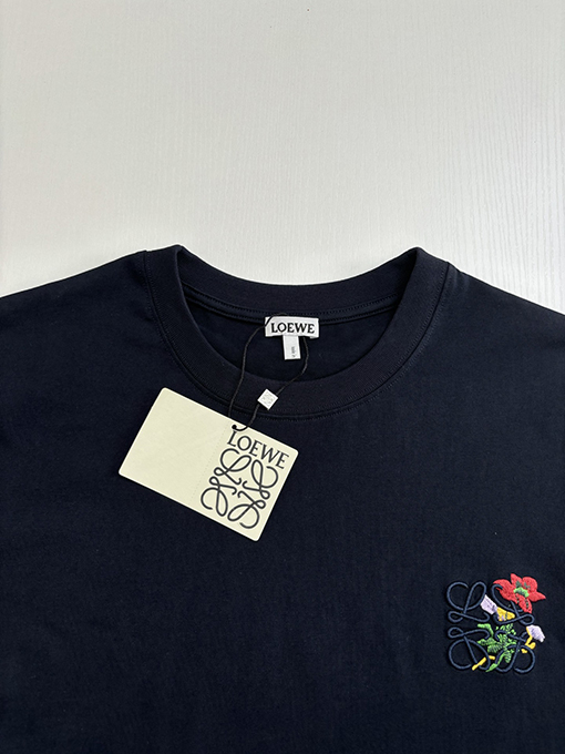 ロエベ 新しい花の刺繍コットン半袖Tシャツ