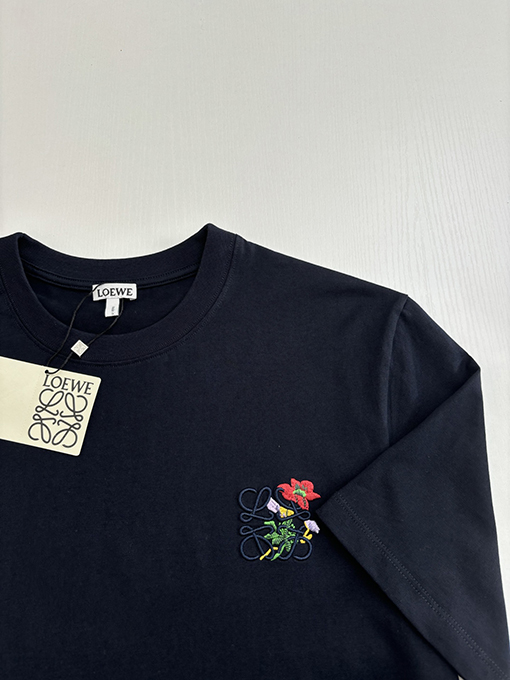 ロエベ 新しい花の刺繍コットン半袖Tシャツ