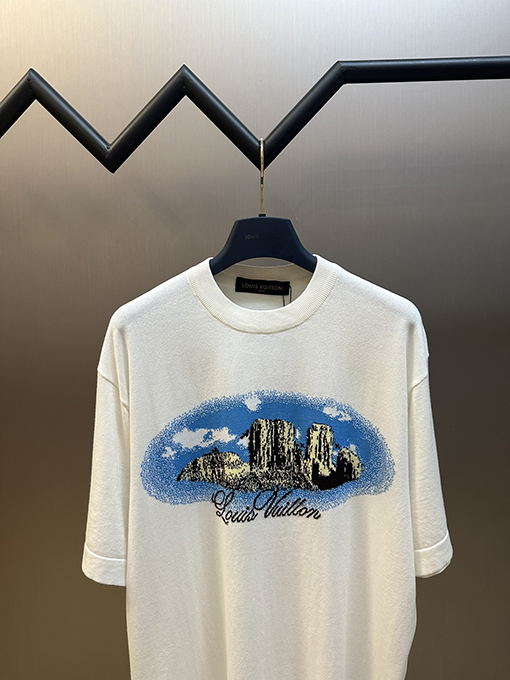 ルイヴィトンコピー 小島ジャカードニット半袖Tシャツ