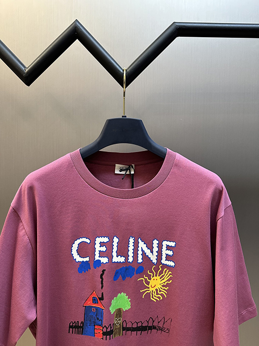 セリーヌ ファッション子供楽しい絵画プリントラウンドネック半袖Tシャツ