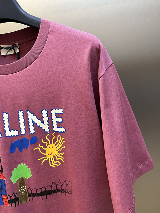 セリーヌ ファッション子供楽しい絵画プリントラウンドネック半袖Tシャツ