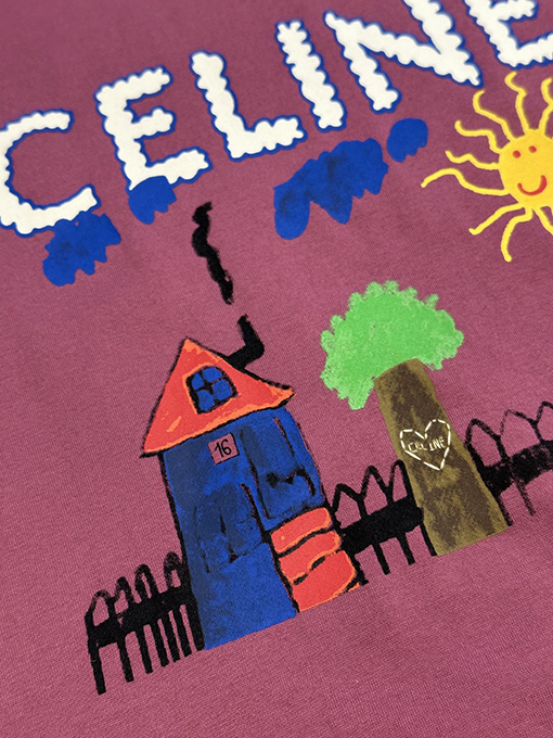セリーヌ ファッション子供楽しい絵画プリントラウンドネック半袖Tシャツ