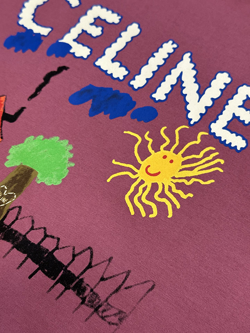 セリーヌ ファッション子供楽しい絵画プリントラウンドネック半袖Tシャツ