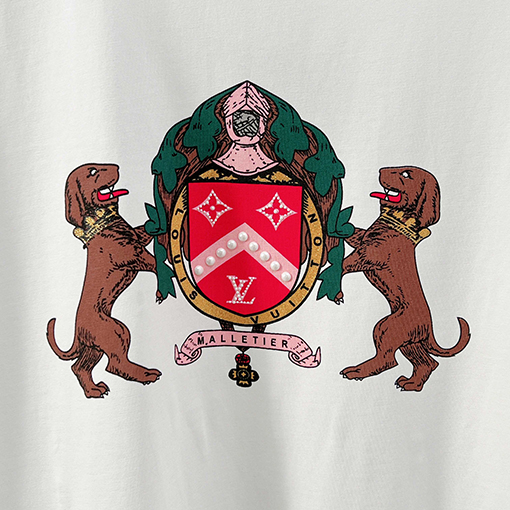 ルイヴィトンスーパーコピー 犬のロゴビーズプリント半袖Tシャツ