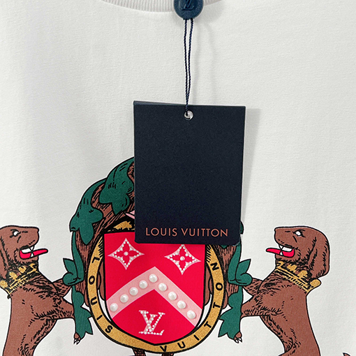 ルイヴィトンスーパーコピー 犬のロゴビーズプリント半袖Tシャツ