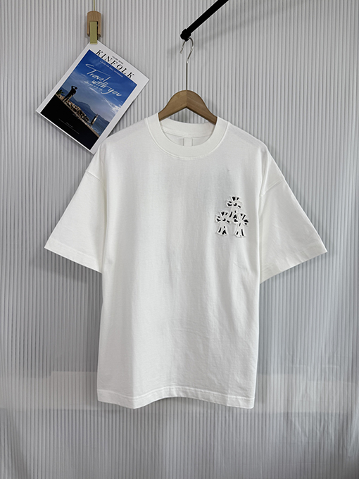 クロムハーツスーパーコピー 新しいクロス布水洗い半袖Tシャツ