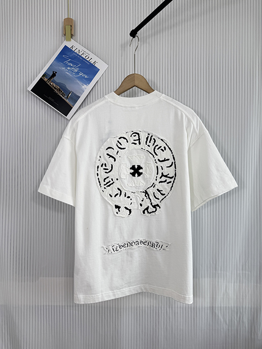 クロムハーツスーパーコピー 新しいクロス布水洗い半袖Tシャツ