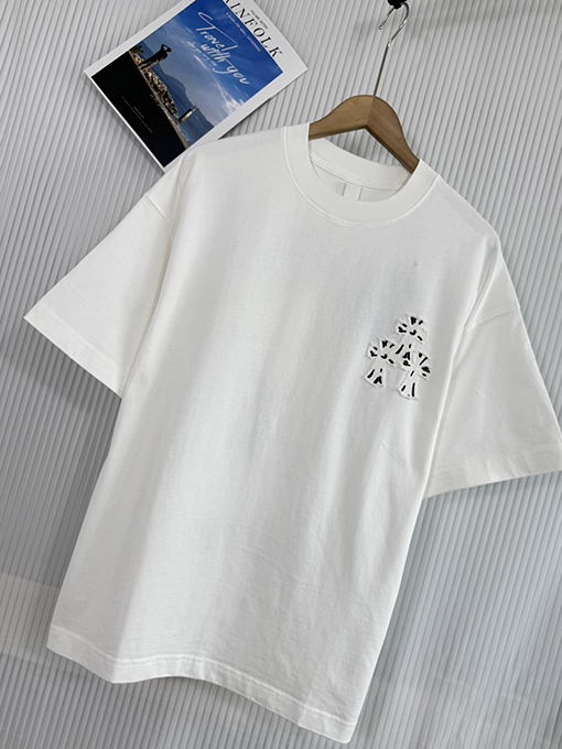クロムハーツスーパーコピー 新しいクロス布水洗い半袖Tシャツ