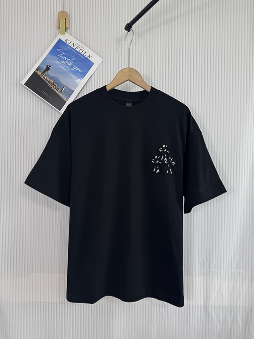 クロムハーツスーパーコピー 新しいクロス布水洗い半袖Tシャツ