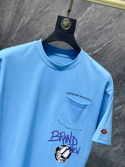 クロムハーツスーパーコピー 新しい青い Matty グラフィティファッション半袖Tシャツ