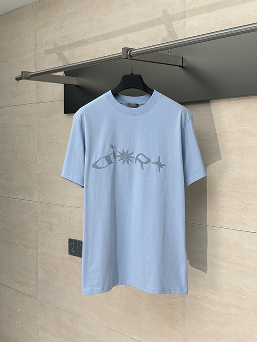 ディオールスーパーコピー 新しい刺繍ラウンドネック文字半袖Tシャツ