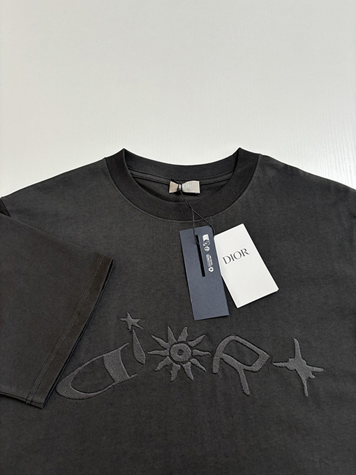 ディオールスーパーコピー 新しい刺繍ラウンドネック文字半袖Tシャツ