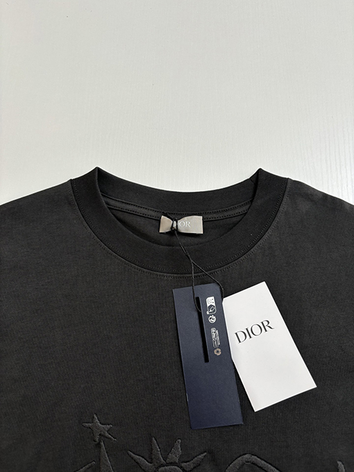 ディオールスーパーコピー 新しい刺繍ラウンドネック文字半袖Tシャツ