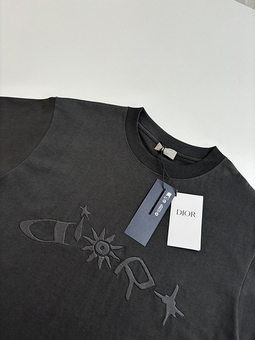 ディオールスーパーコピー 新しい刺繍ラウンドネック文字半袖Tシャツ