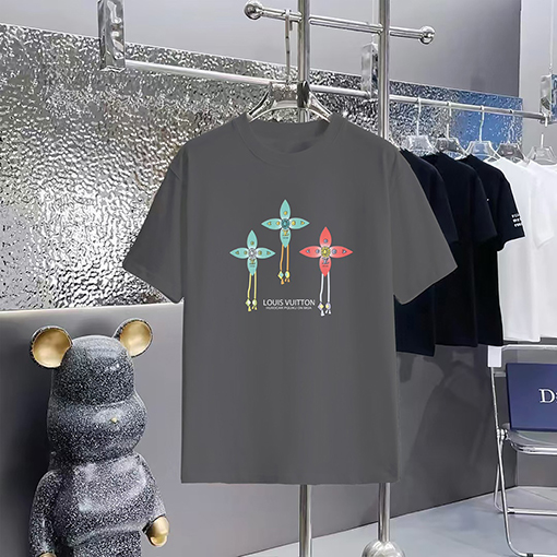 ルイヴィトンコピー 新しいプリントラウンドネック半袖Tシャツ