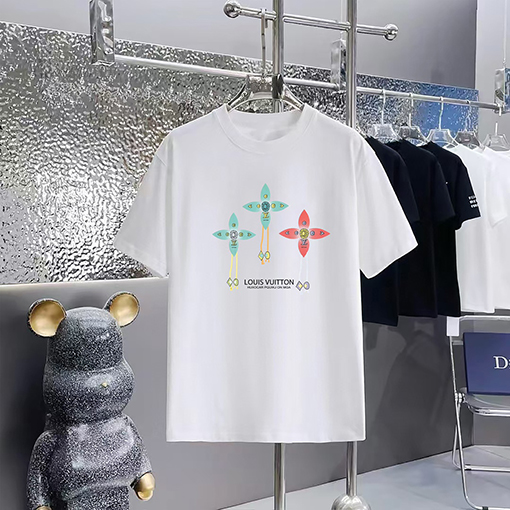 ルイヴィトンコピー 新しいプリントラウンドネック半袖Tシャツ