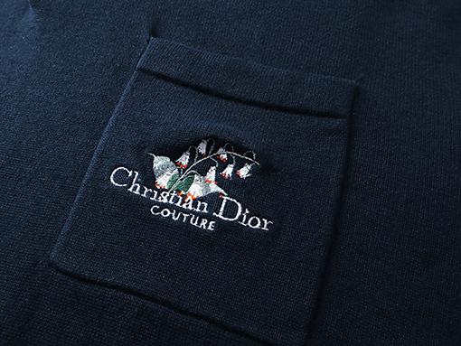 ディオール 新しい Christian Dior Couture スズラン刺繍半袖ポロシャツ