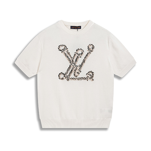 ルイヴィトンスーパーコピー LV定番のツイストロープロゴニット半袖Tシャツ