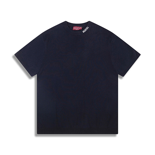 グッチ 新しい襟のロゴが埋め込まれたニット半袖Tシャツ