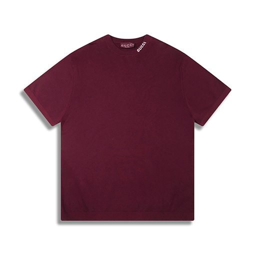 グッチ 新しい襟のロゴが埋め込まれたニット半袖Tシャツ
