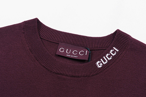 グッチ 新しい襟のロゴが埋め込まれたニット半袖Tシャツ
