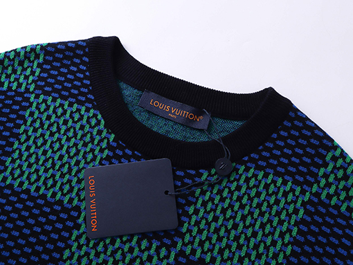 ルイヴィトンコピー 新作 DAMIER チェック柄ジャカードニット半袖Tシャツ