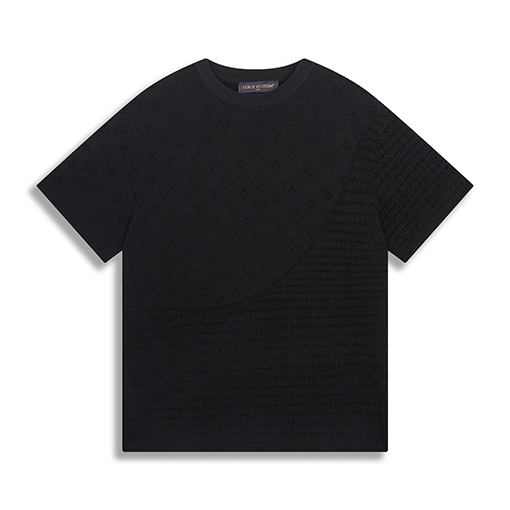 ルイヴィトン 新しい半袖ジャカード植毛ニット半袖Tシャツ