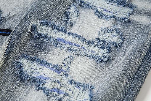 アミリ ファッションクラシック刺繍ステッカーレザー穴文字スキニージーンズ