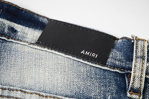 アミリ ファッションクラシック刺繍ステッカーレザー穴文字スキニージーンズ