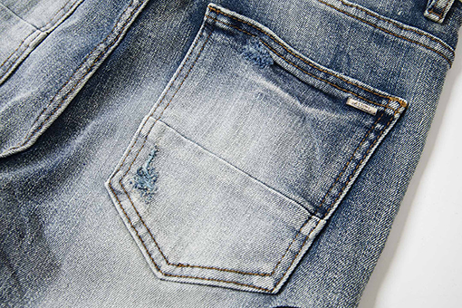 アミリ ファッションクラシック刺繍ステッカーレザー穴文字スキニージーンズ
