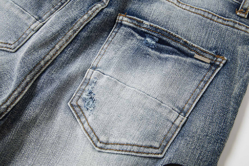 アミリ ファッションクラシック刺繍ステッカーレザー穴文字スキニージーンズ
